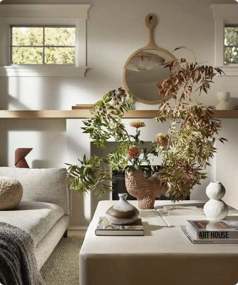 Flowers on coffee table in sitting room