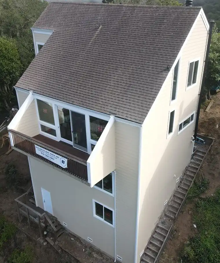 Freshly completed house viewed from above
